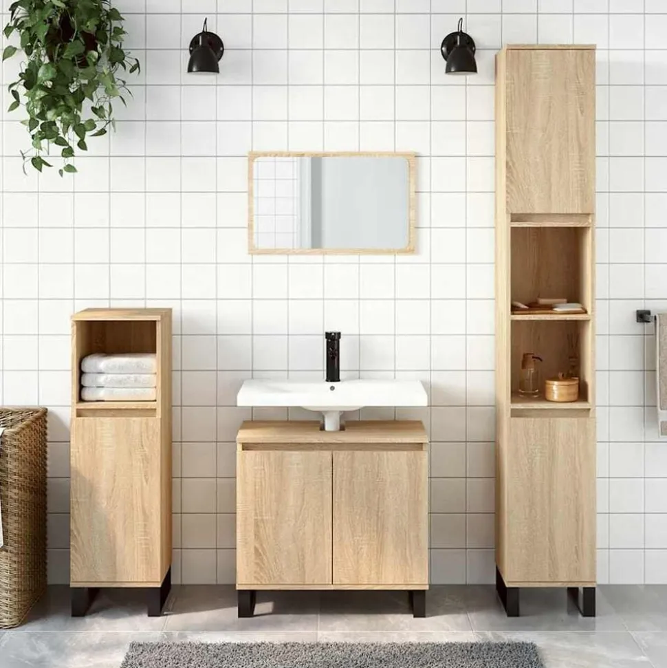 vidaXL Badkamerkast 58x33x60 cm bewerkt hout sonoma eikenkleurig
