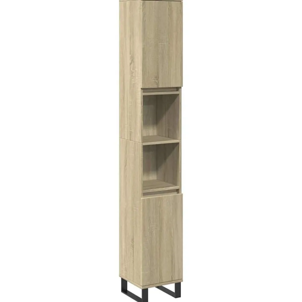 vidaXL Badkamerkast 30x30x190 cm bewerkt hout sonoma eikenkleurig