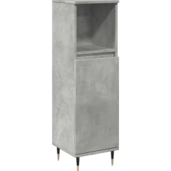 vidaXL Badkamerkast 30x30x100 cm bewerkt hout betongrijs