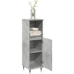vidaXL Badkamerkast 30x30x100 cm bewerkt hout betongrijs