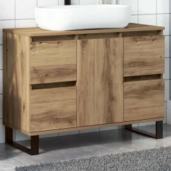 vidaXL Badkamerkast 80x33x60 cm bewerkt hout artisanaal eikenkleurig