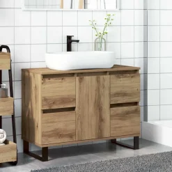 vidaXL Badkamerkast 80x33x60 cm bewerkt hout artisanaal eikenkleurig