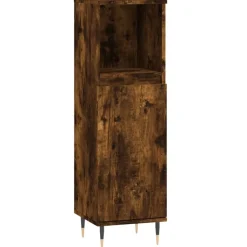 vidaXL Badkamerkast 30x30x100 cm bewerkt hout gerookt eikenkleurig