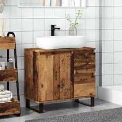 vidaXL Badkamerkast 65x33x60 cm bewerkt hout oud houtkleurig