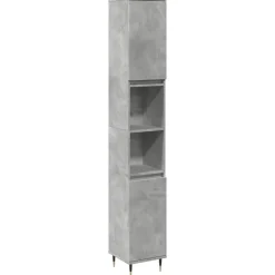 vidaXL Badkamerkast 30x30x190 cm bewerkt hout betongrijs