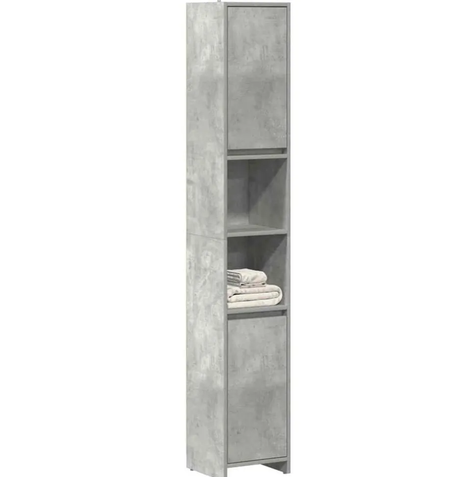 vidaXL Badkamerkast 30x30x183,5 cm spaanplaat betongrijs