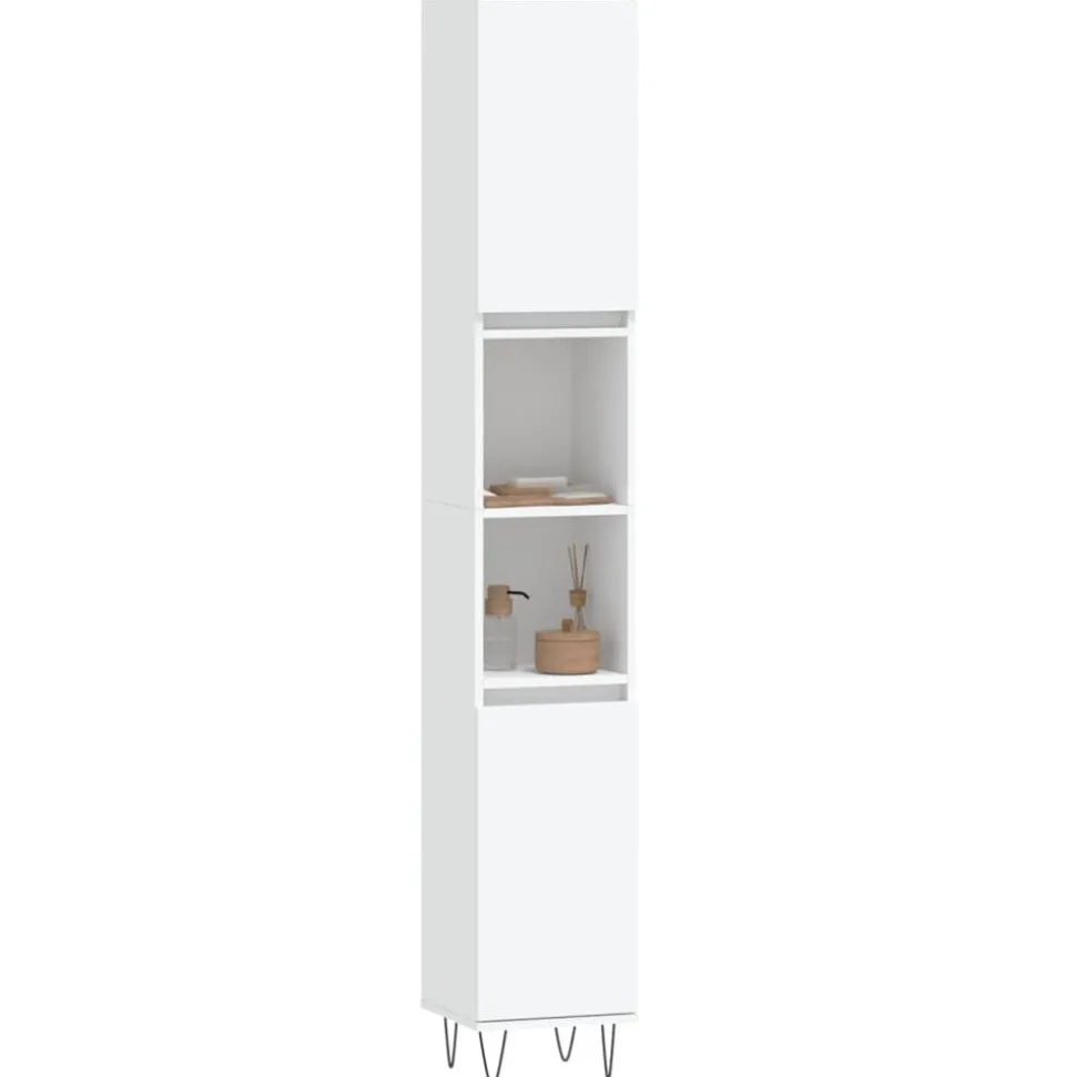 vidaXL Badkamerkast 30x30x190 cm bewerkt hout wit
