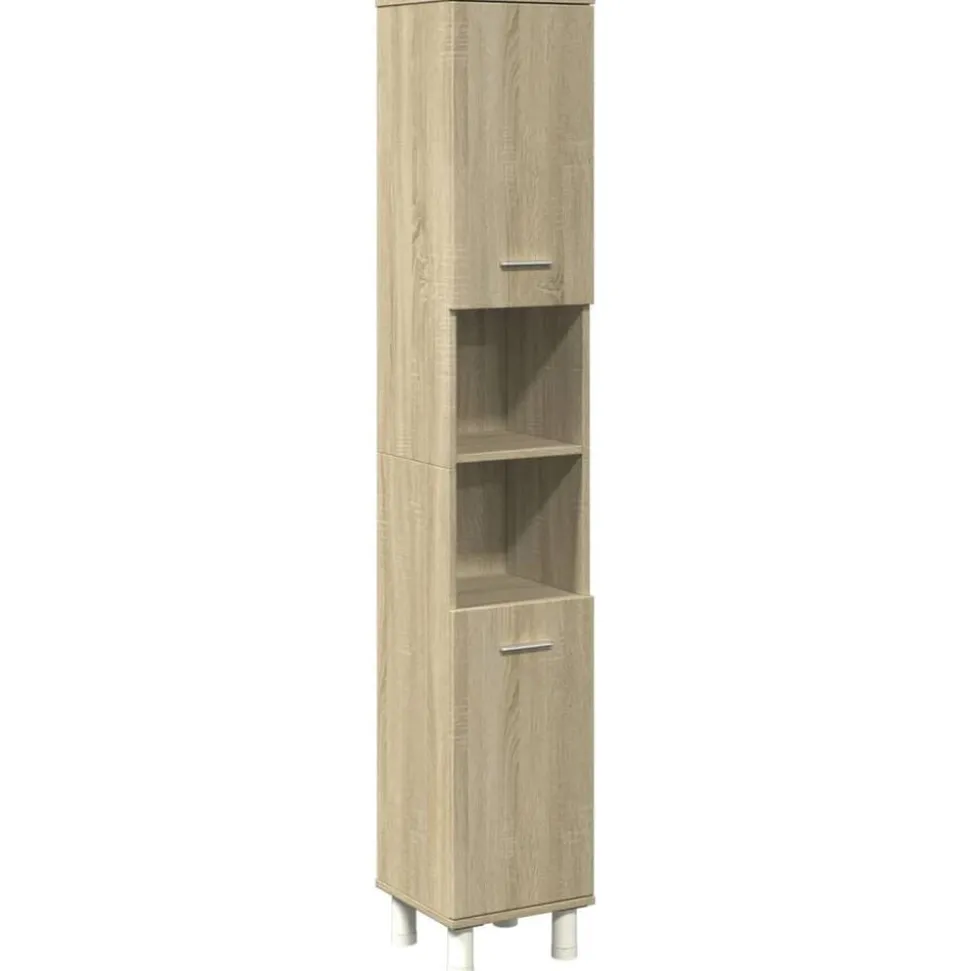 vidaXL Badkamerkast 30,5x30x179 cm bewerkt hout sonoma eikenkleurig