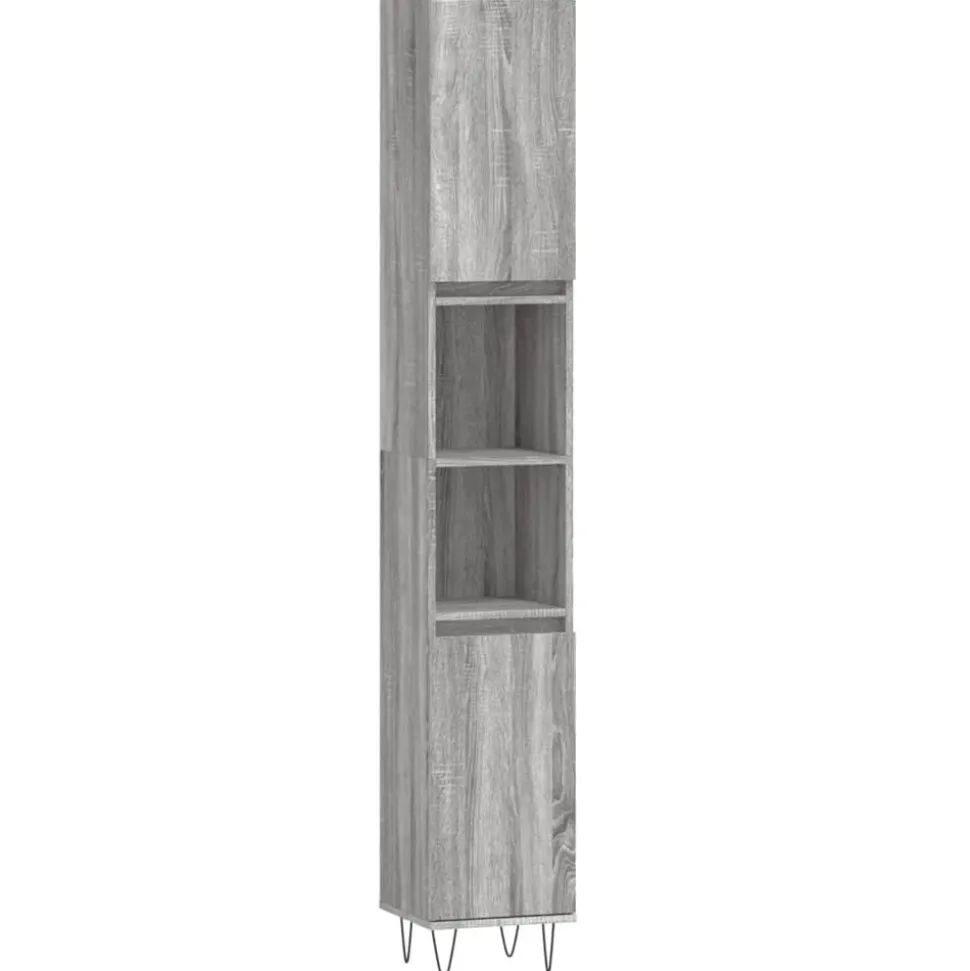 vidaXL Badkamerkast 30x30x190 cm bewerkt hout grijs sonoma eikenkleur