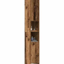 vidaXL Badkamerkast 30x30x183,5 cm bewerkt hout oud houtkleurig