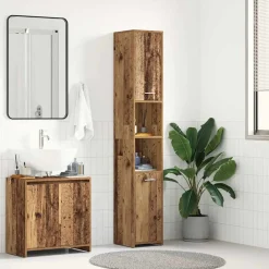 vidaXL Badkamerkast 30x30x183,5 cm bewerkt hout oud houtkleurig