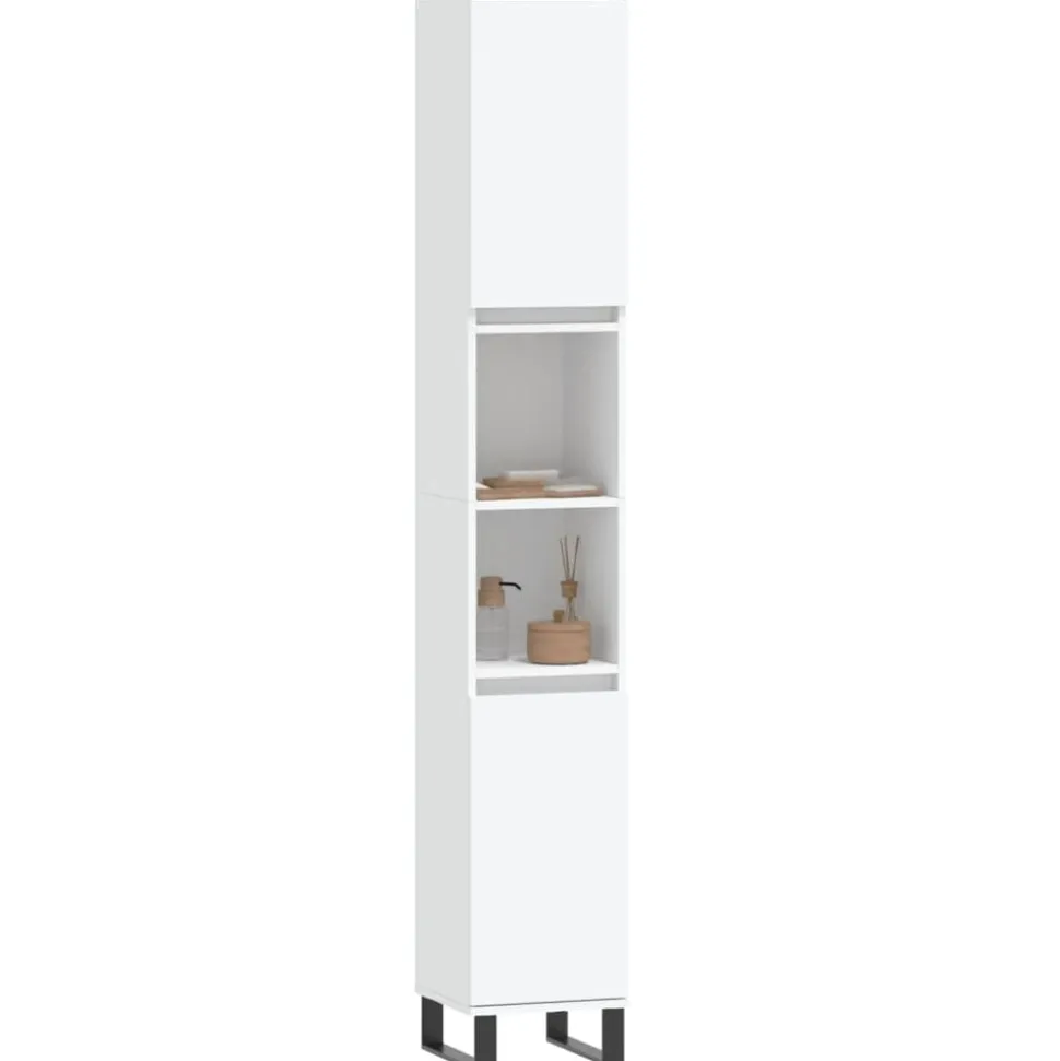 vidaXL Badkamerkast 30x30x190 cm bewerkt hout wit
