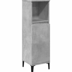 vidaXL Badkamerkast 30x30x100 cm bewerkt hout betongrijs