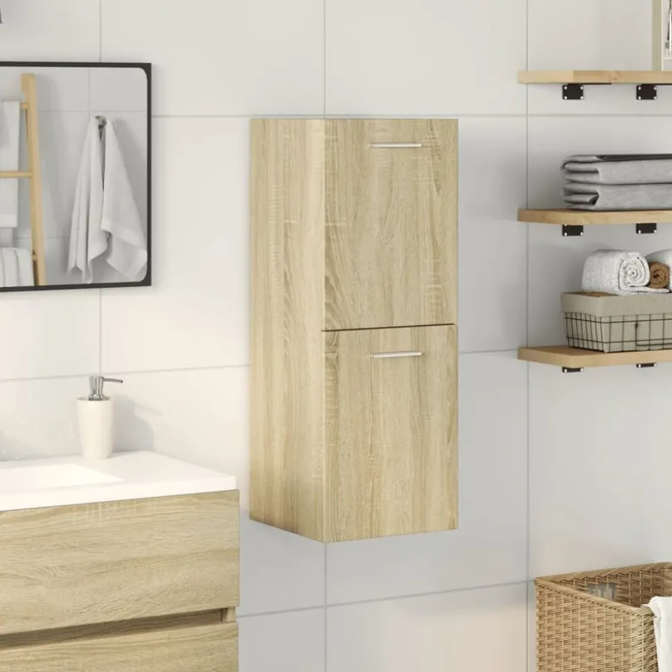 vidaXL Badkamerkast 30x30x80 cm spaanplaat sonoma eikenkleurig