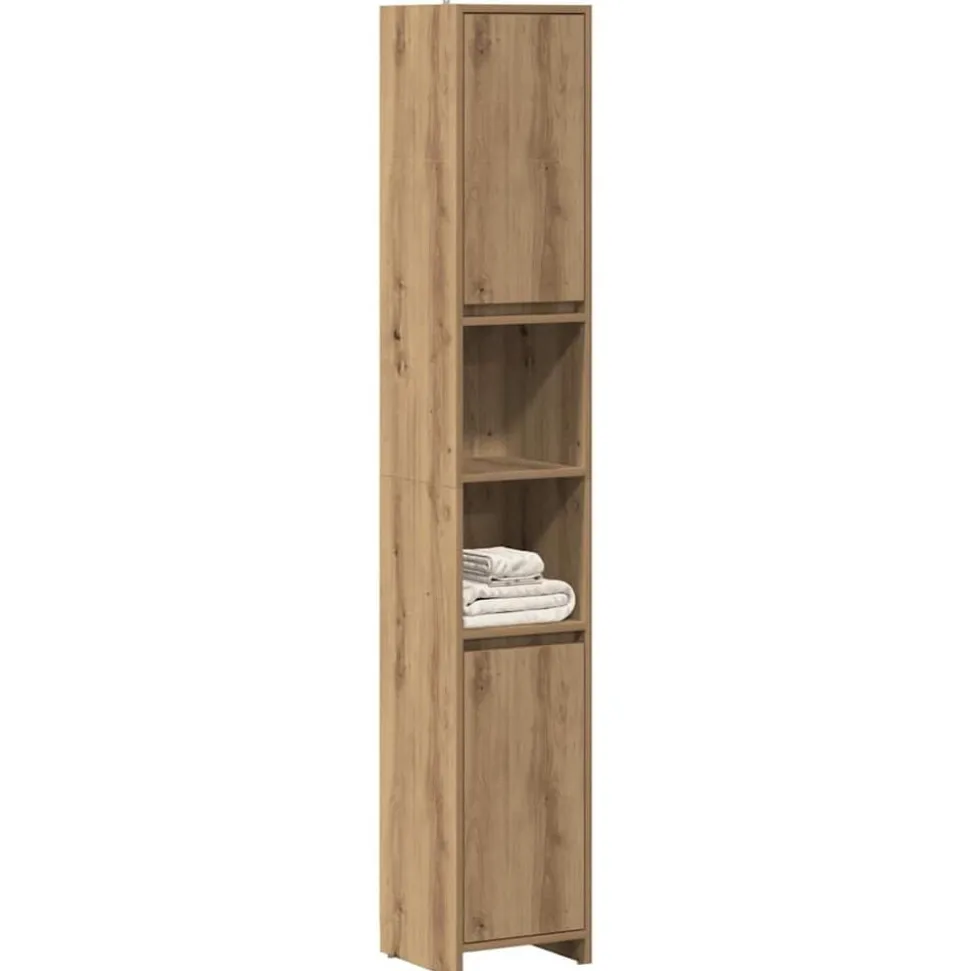 vidaXL Badkamerkast 30x30x183,5 cm bewerkt hout artisanaal eikenkleur