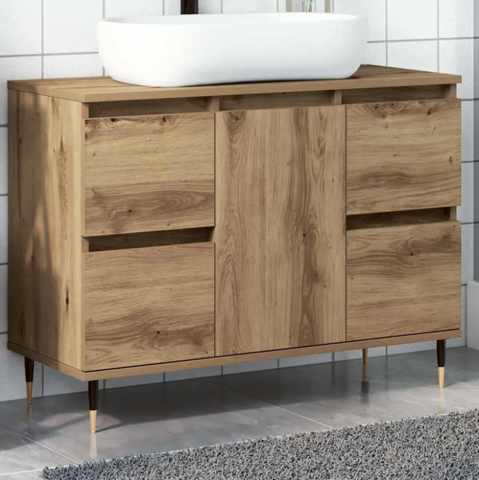 vidaXL Badkamerkast 80x33x60 cm bewerkt hout artisanaal eikenkleurig