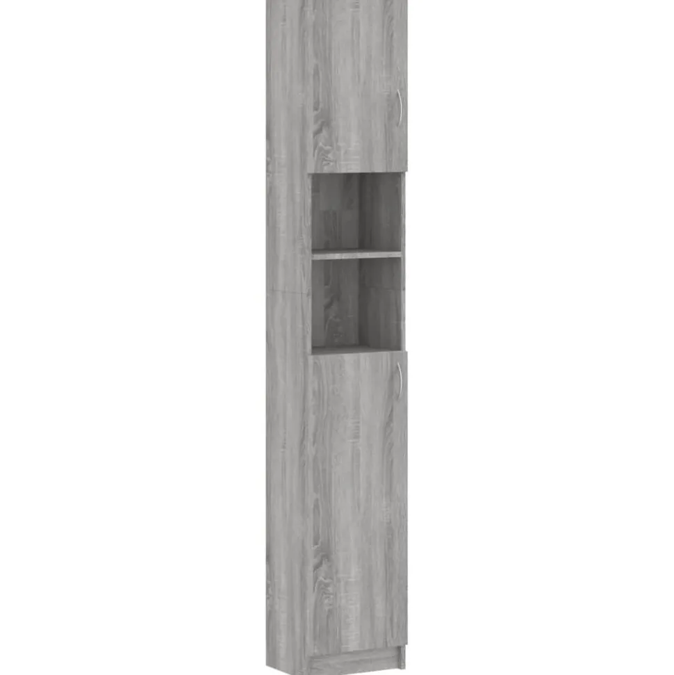 vidaXL Badkamerkast 32x25,5x190 cm bewerkt hout grijs sonoma eiken