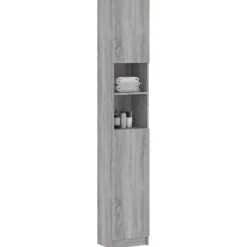 vidaXL Badkamerkast 32x25,5x190 cm bewerkt hout grijs sonoma eiken