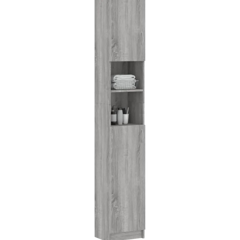 vidaXL Badkamerkast 32x25,5x190 cm bewerkt hout grijs sonoma eiken