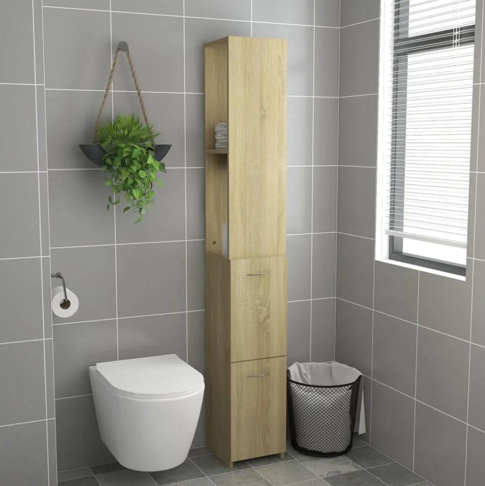 vidaXL Badkamerkast 25x26,5x170 cm bewerkt hout sonoma eikenkleurig