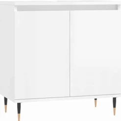 vidaXL Badkamerkast 58x33x60 cm bewerkt hout hoogglans wit