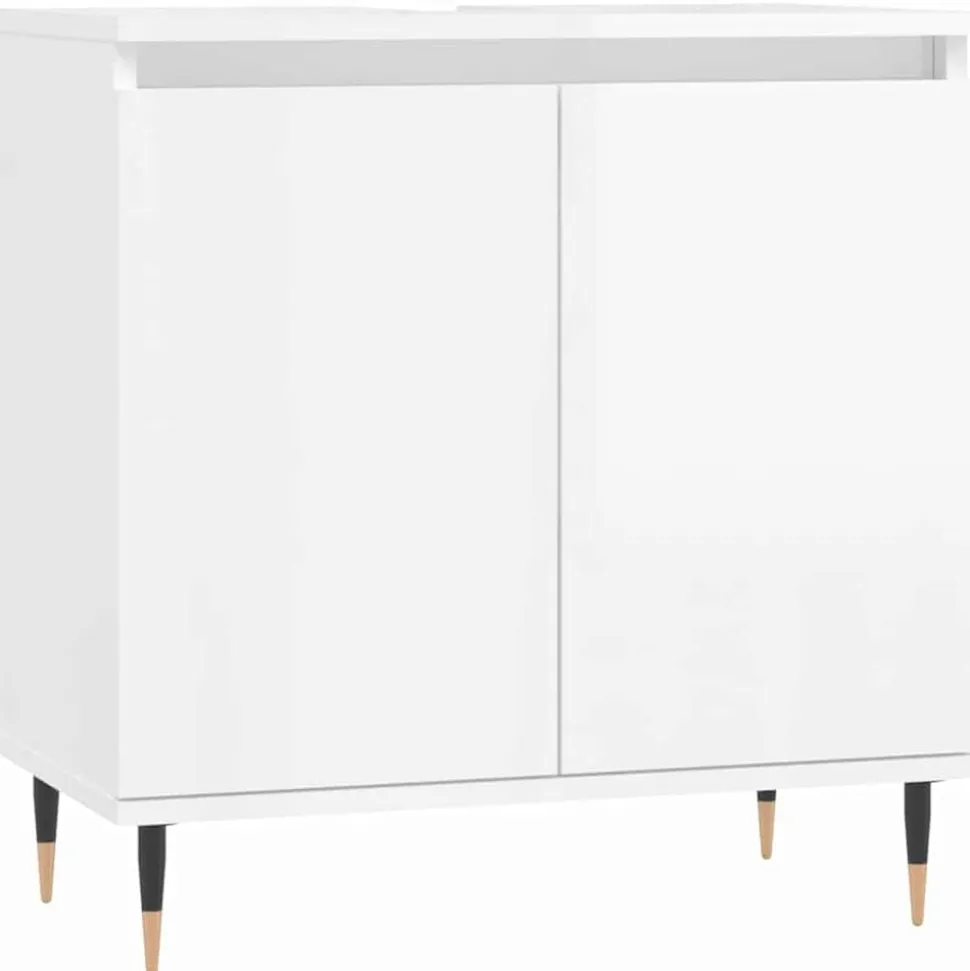 vidaXL Badkamerkast 58x33x60 cm bewerkt hout hoogglans wit