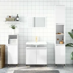 vidaXL Badkamerkast 58x33x60 cm bewerkt hout hoogglans wit