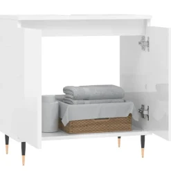 vidaXL Badkamerkast 58x33x60 cm bewerkt hout hoogglans wit