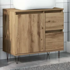 vidaXL Badkamerkast 65x33x60 cm bewerkt hout artisanaal eikenkleurig