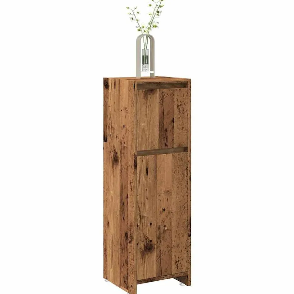 vidaXL Badkamerkast 30x30x95 cm bewerkt hout oud houtkleurig