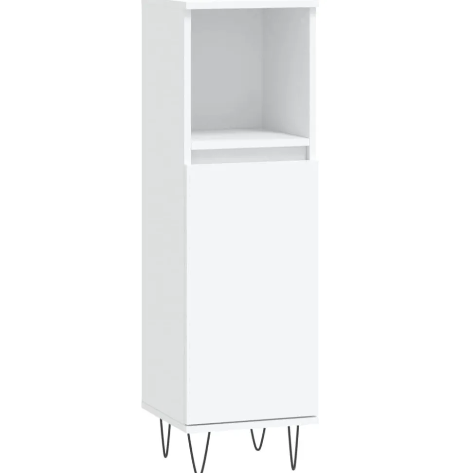 vidaXL Badkamerkast 30x30x100 cm bewerkt hout wit