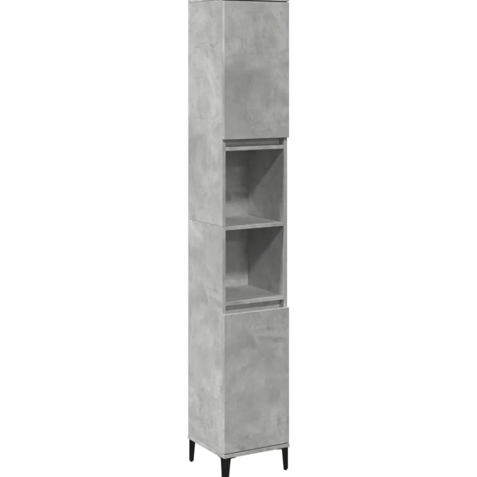 vidaXL Badkamerkast 30x30x190 cm bewerkt hout betongrijs