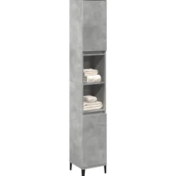 vidaXL Badkamerkast 30x30x190 cm bewerkt hout betongrijs