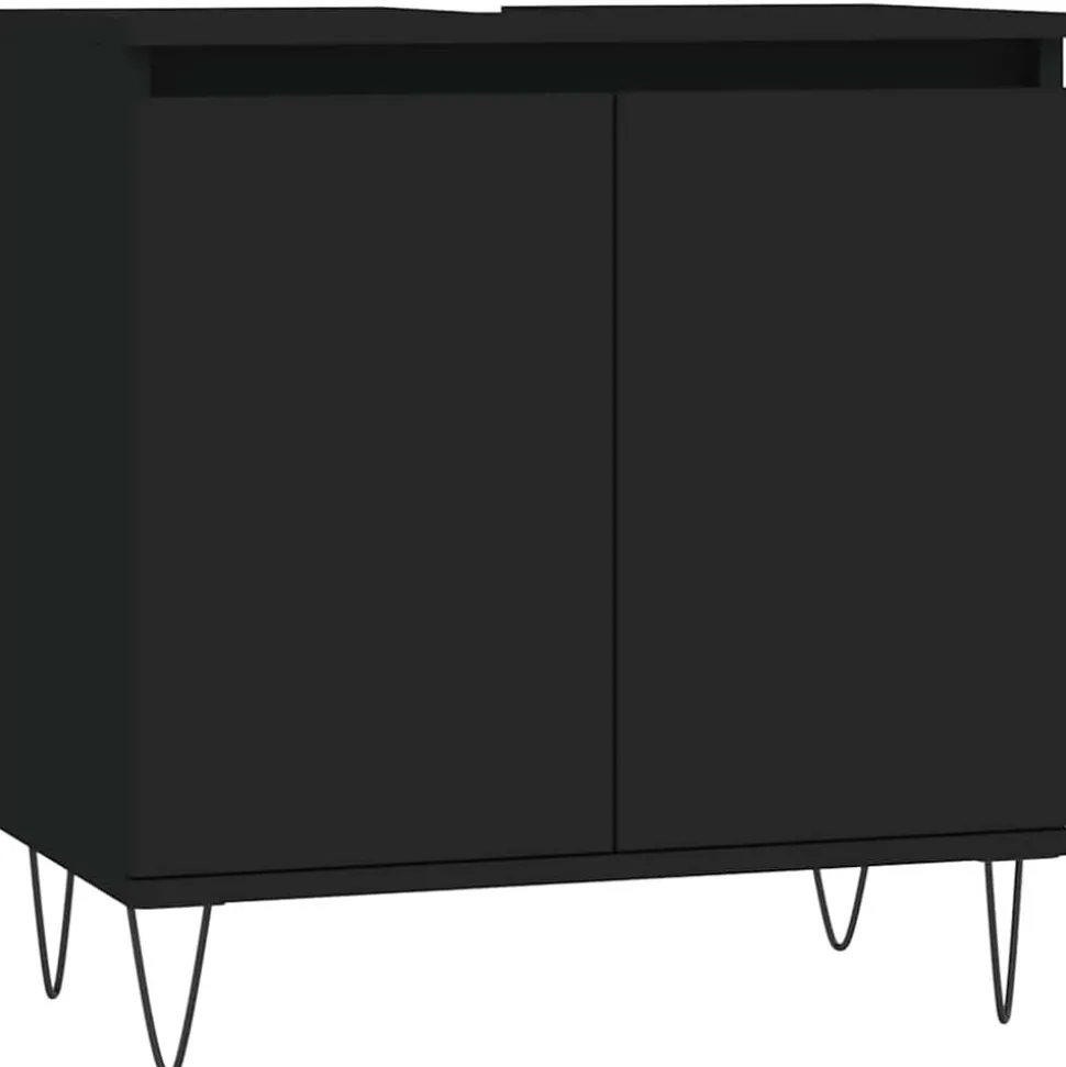 vidaXL Badkamerkast 58x33x60 cm bewerkt hout zwart