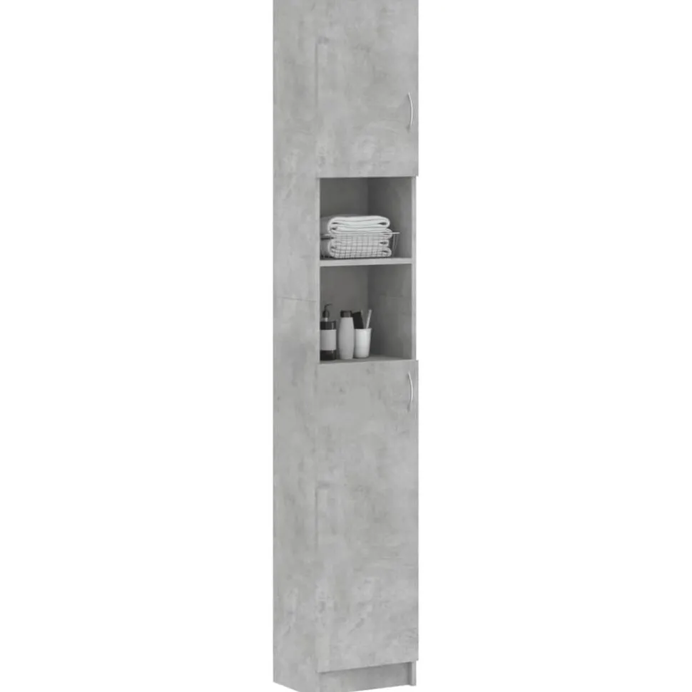 vidaXL Badkamerkast 32x25,5x190 cm bewerkt hout betongrijs