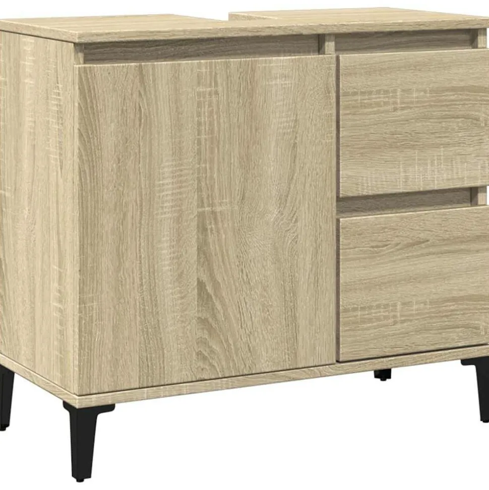 vidaXL Badkamerkast 65x33x60 cm bewerkt hout sonoma eikenkleurig