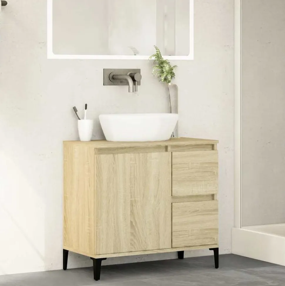 vidaXL Badkamerkast 65x33x60 cm bewerkt hout sonoma eikenkleurig