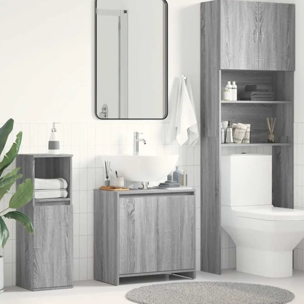 vidaXL Badkamerkast 60x33x61 cm bewerkt hout grijs sonoma eikenkleurig