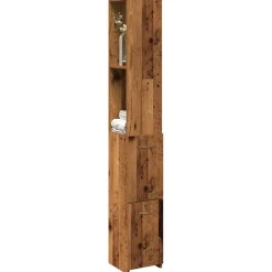 vidaXL Badkamerkast 25x25x170 cm bewerkt hout oud houtkleurig