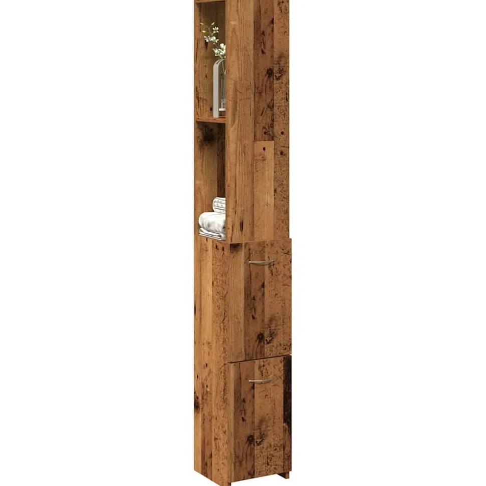 vidaXL Badkamerkast 25x25x170 cm bewerkt hout oud houtkleurig