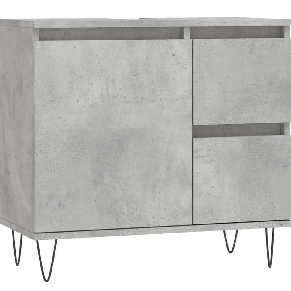 vidaXL Badkamerkast 65x33x60 cm bewerkt hout betongrijs