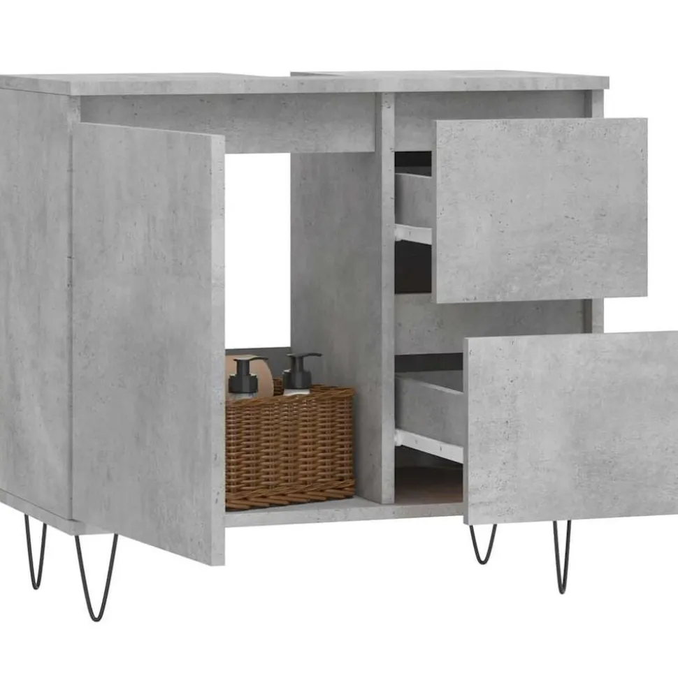 vidaXL Badkamerkast 65x33x60 cm bewerkt hout betongrijs
