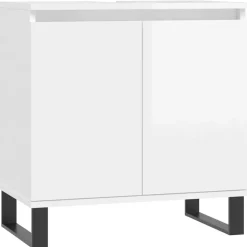 vidaXL Badkamerkast 58x33x60 cm bewerkt hout hoogglans wit