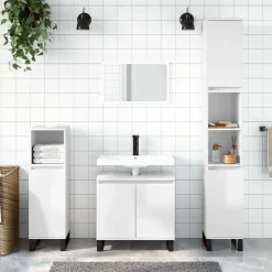 vidaXL Badkamerkast 58x33x60 cm bewerkt hout hoogglans wit