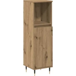 vidaXL Badkamerkast 30x30x100 cm bewerkt hout artisanaal eikenkleurig