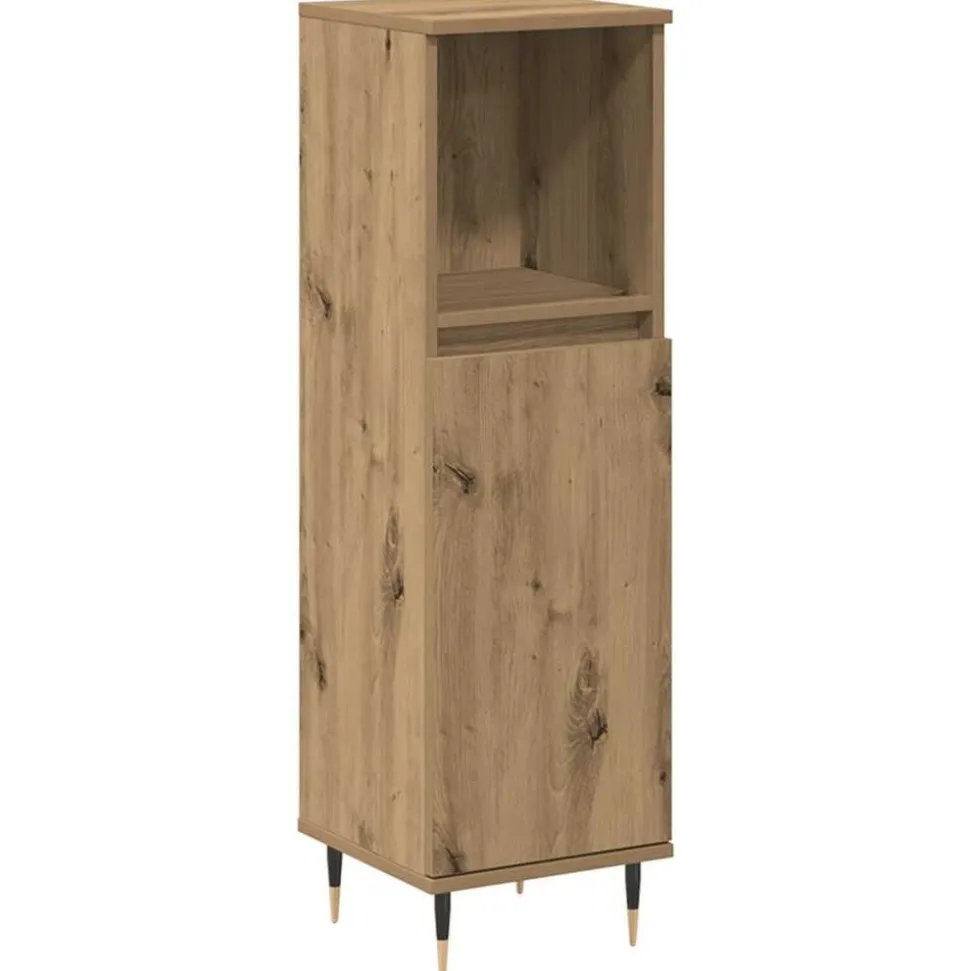 vidaXL Badkamerkast 30x30x100 cm bewerkt hout artisanaal eikenkleurig