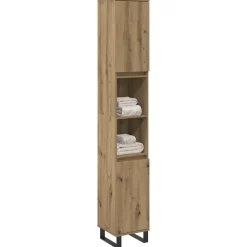 vidaXL Badkamerkast 30x30x100 cm bewerkt hout artisanaal eikenkleurig