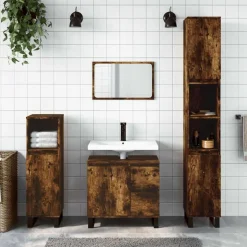 vidaXL Badkamerkast 65x33x60 cm bewerkt hout gerookt eikenkleurig