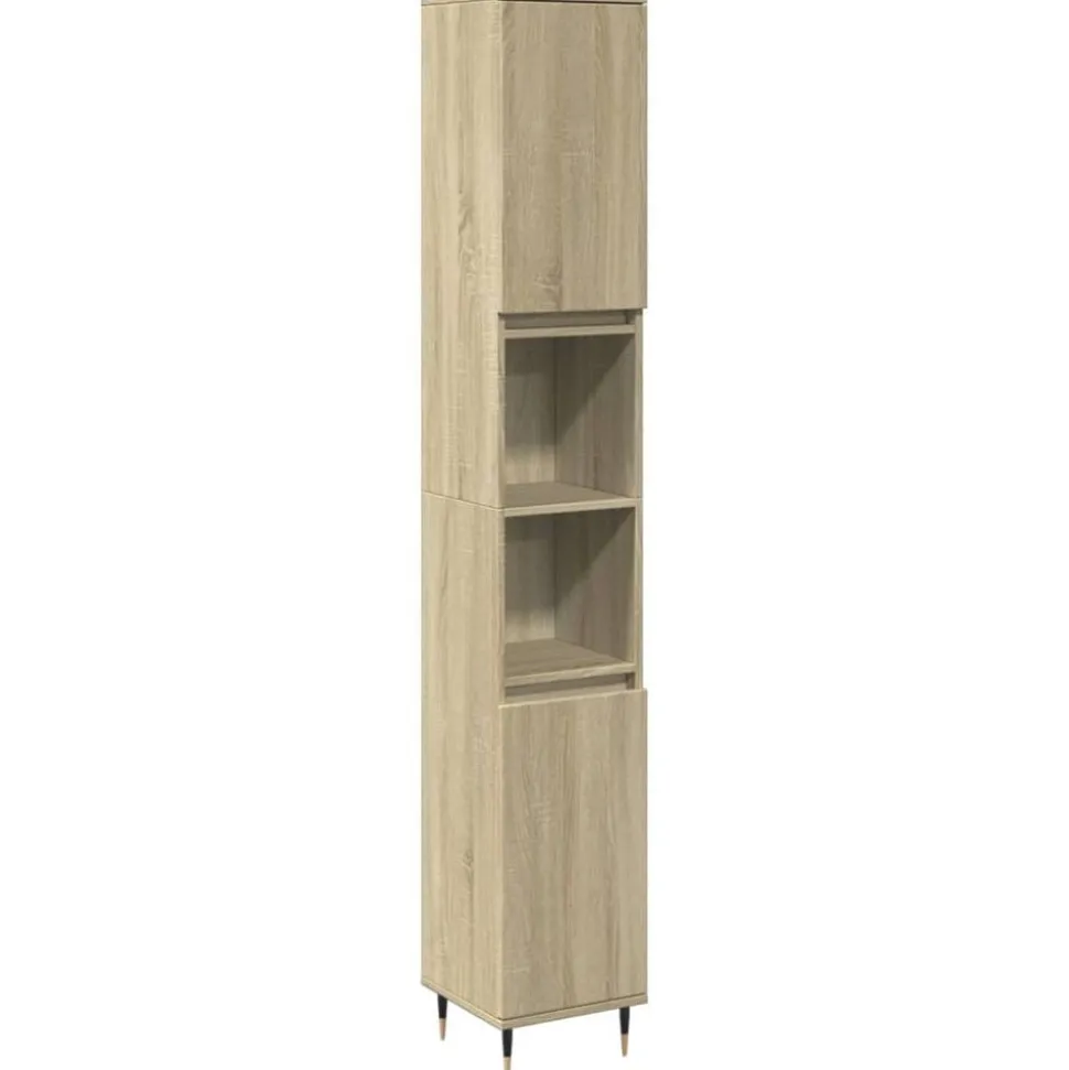 vidaXL Badkamerkast 30x30x190 cm bewerkt hout sonoma eikenkleurig