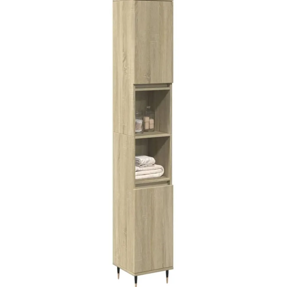 vidaXL Badkamerkast 30x30x190 cm bewerkt hout sonoma eikenkleurig